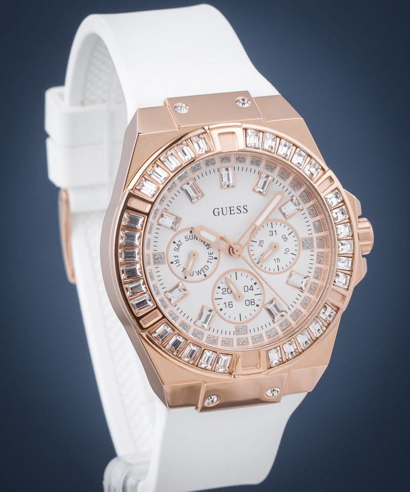 Shop Guess Venus Diamonds White Dial White Rubber Strap Watch for Women - GW0118L4 in USA