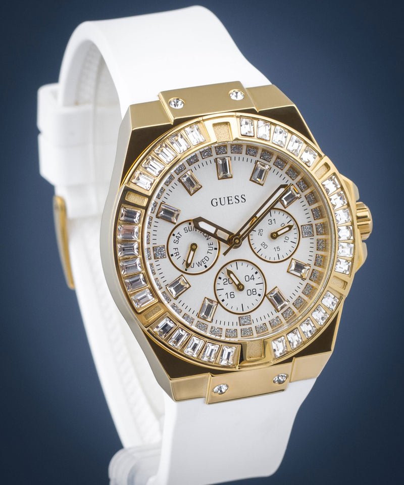 Shop Guess Venus Diamonds White Dial White Rubber Strap Watch for Women - GW0118L5 in USA