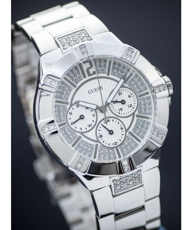 Shop Guess Vista Diamonds Silver Dial Silver Steel Strap Watch for Women - W12080L1 in USA