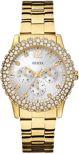 Guess Dazzler Diamonds Silver Dial Gold Steel Strap Watch for Women - W0335L2 Buy Now By Guess