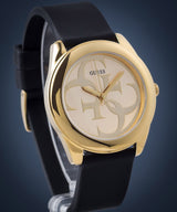 Guess G Twist Gold Dial Black Leather Strap Watch for Women - W0911L3 Buy Now By Guess