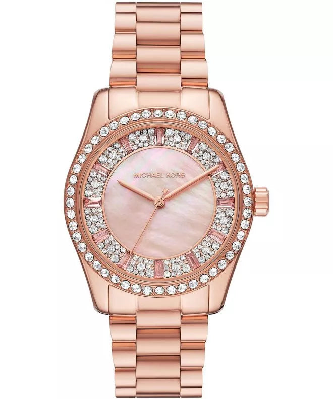 Michael Kors Lexington Three Hand Mother of Pearl Pink Dial Rose Gold Steel Strap Watch For Women - MK7444 Buy Now By Michael Kors