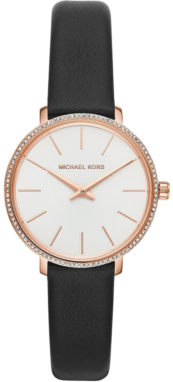 Michael Kors Pyper Three Hand White Dial Black Leather Strap Watch For Women - MK2835 Buy Now By Michael Kors