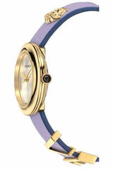 Shop Versace V-Flare Silver Dial Purple Leather Strap Watch for Women - VEBN00318 in USA
