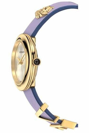 Shop Versace V-Flare Silver Dial Purple Leather Strap Watch for Women - VEBN00318 in USA