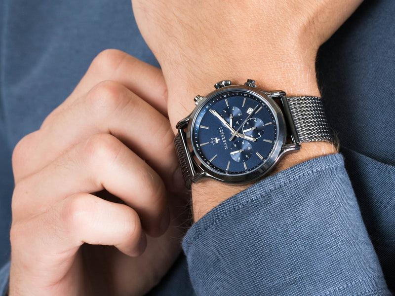 Maserati Epoca Black Edition Blue Dial Black Mesh Bracelet Watch For Men - R8873618008 Buy Now By Maserati