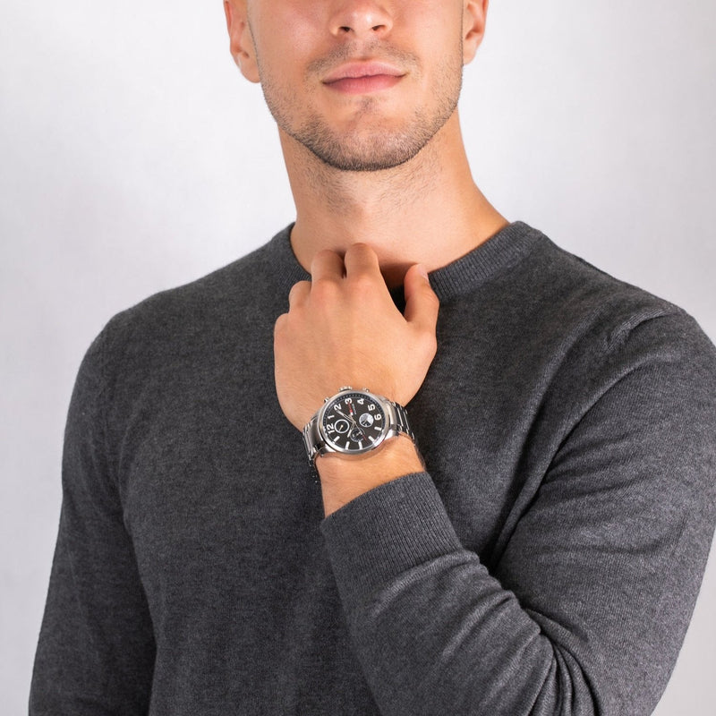 Shop Tommy Hilfiger Jackson Quartz Black Dial Silver Steel Strap Watch for Men - 1791243 in USA