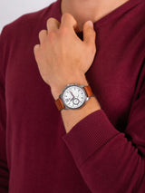 Tommy Hilfiger Landon Chronograph White Dial Brown Leather Strap Watch for Men - 1791531 Buy Now By Tommy Hilfiger