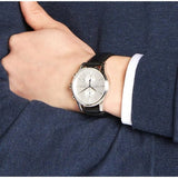 Hugo Boss Jet Chronograph White Dial Black Leather Strap Watch for Men - 1513282