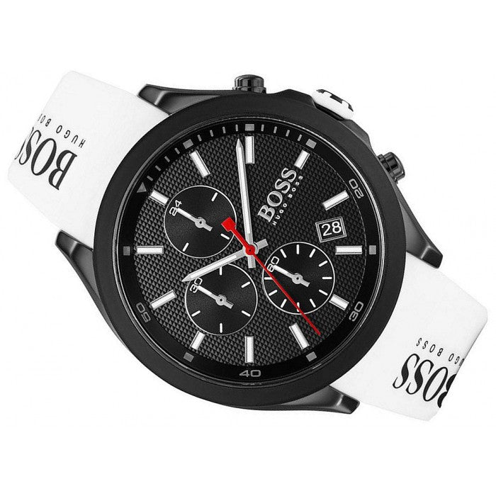 Hugo Boss Velocity Black Dial White Rubber Strap Watch for Men - 1513718