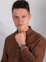 Shop Tommy Hilfiger Damon Quartz Black Dial Black Leather Strap Watch for Men - 1791419 in USA