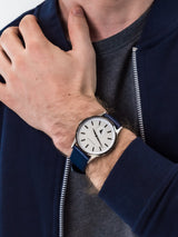 Emporio Armani Renato White DIal Blue Leather Strap Watch For Men - AR11119 Buy Now By Emporio Armani