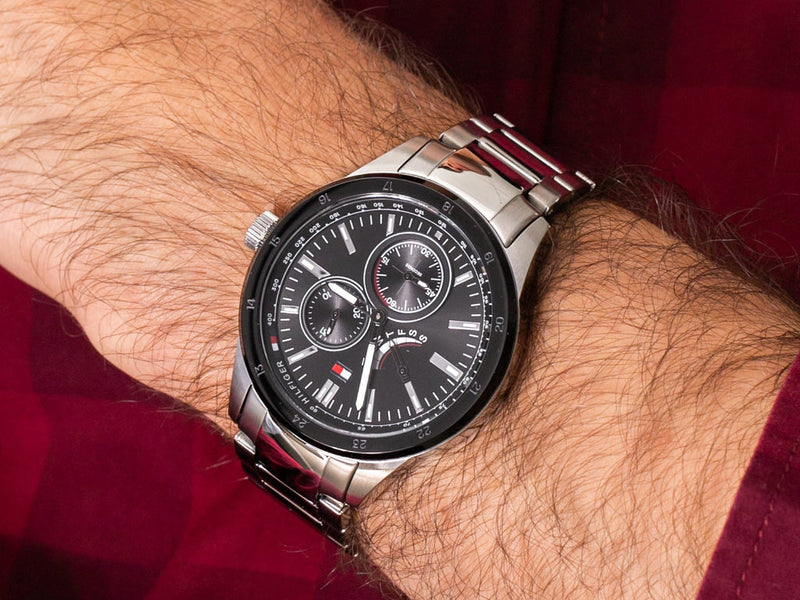 Tommy Hilfiger Austin Black Dial Silver Steel Strap Watch for Men - 1791639