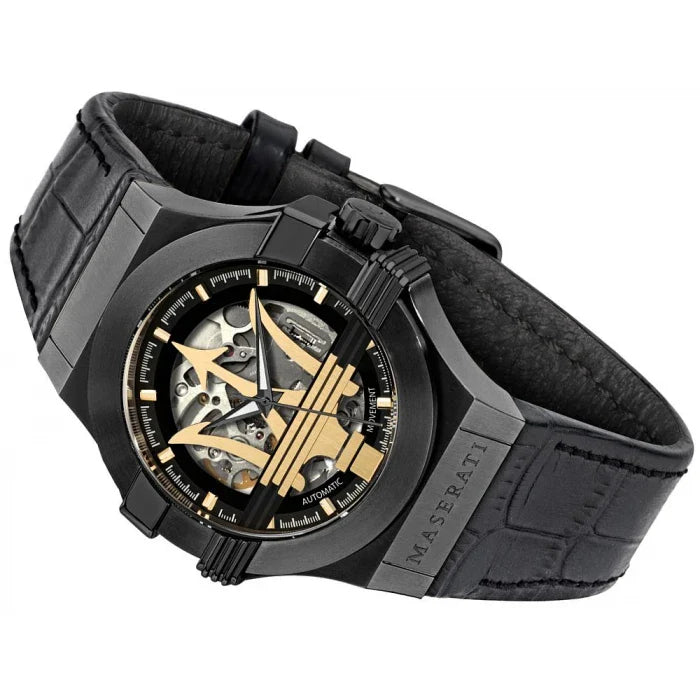 Maserati Potenza Automatic Black Dial Black Leather Strap Watch For Men - R8821108036 Buy Now By Maserati