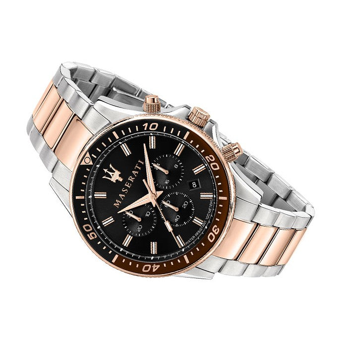 Maserati SFIDA Chronograph Black Dial Two Tone Steel Strap Watch For Men - R8873640009 Buy Now By Maserati