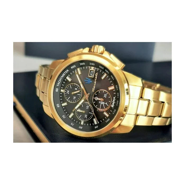 Maserati Successo Black Dial Gold Stainless Steel Watch For Men - R8873645002 Buy Now By Maserati