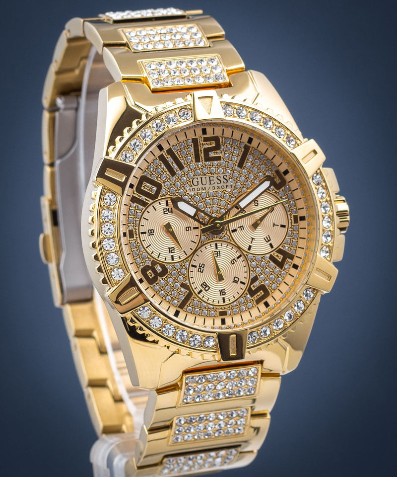 Guess Frontier Chronograph Crystals Rose Gold Dial Rose Gold Steel Strap Watch for Men - W0799G3 Buy Now By Guess