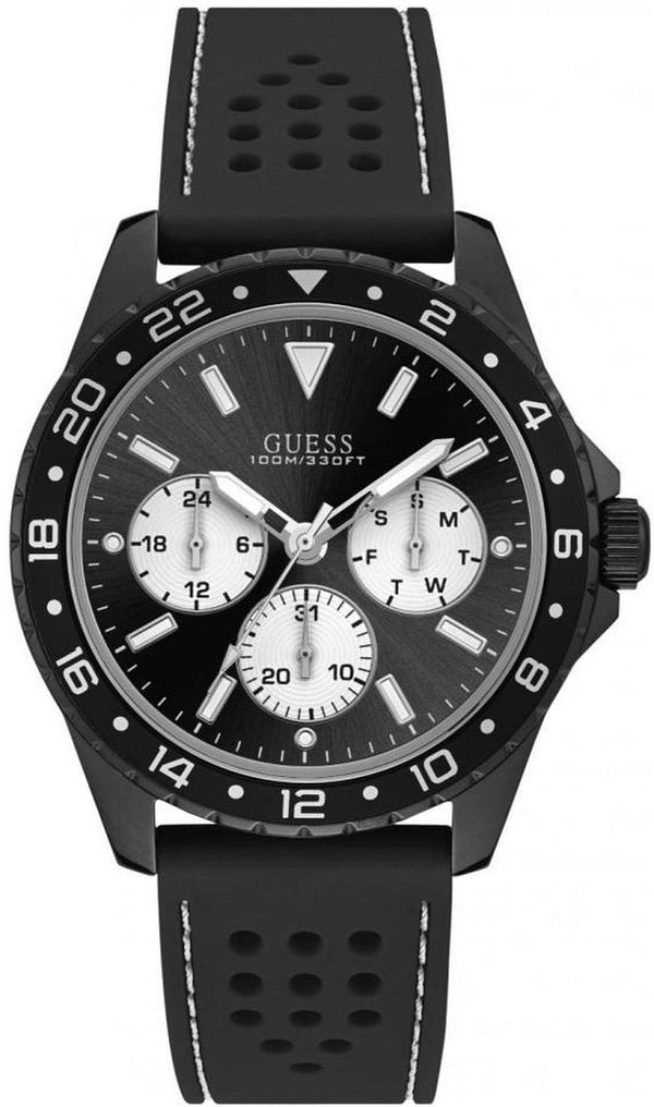 Shop Guess Odyssey Quartz Black Dial Black Silicone Strap Watch For Men - W1108G3 in USA