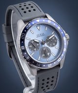 Guess Odyssey Blue Dial Grey Rubber Strap Watch For Men - W1108G6 Buy Now By Guess