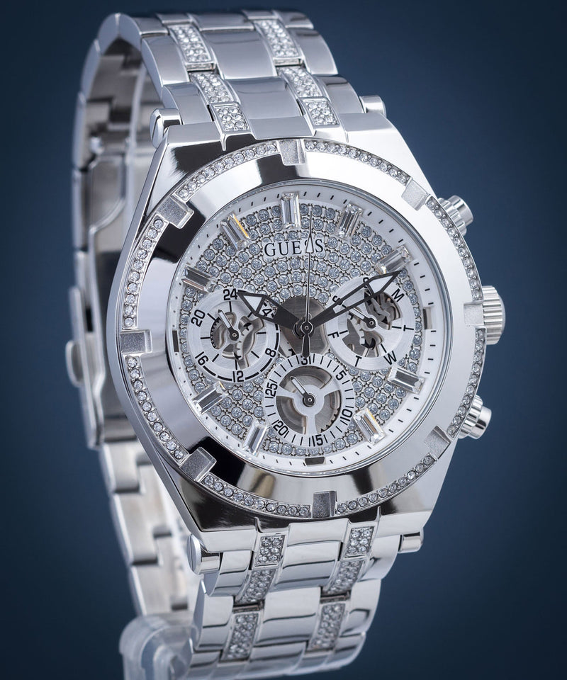 Shop Guess Continental Silver Dial Silver Steel Strap Watch for Men - GW0261G1 in USA