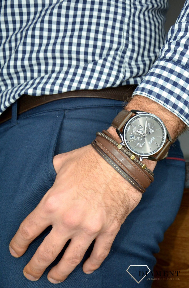 Hugo Boss Champion Grey Dial Brown Leather Strap Watch for Men - 1513815 Buy Now By Hugo Boss