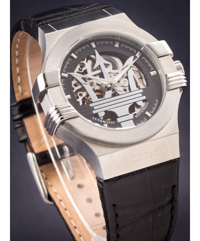 Maserati Potenza Automatic Black Dial Black Leather Strap Watch For Men - R8821108001 Buy Now By Maserati