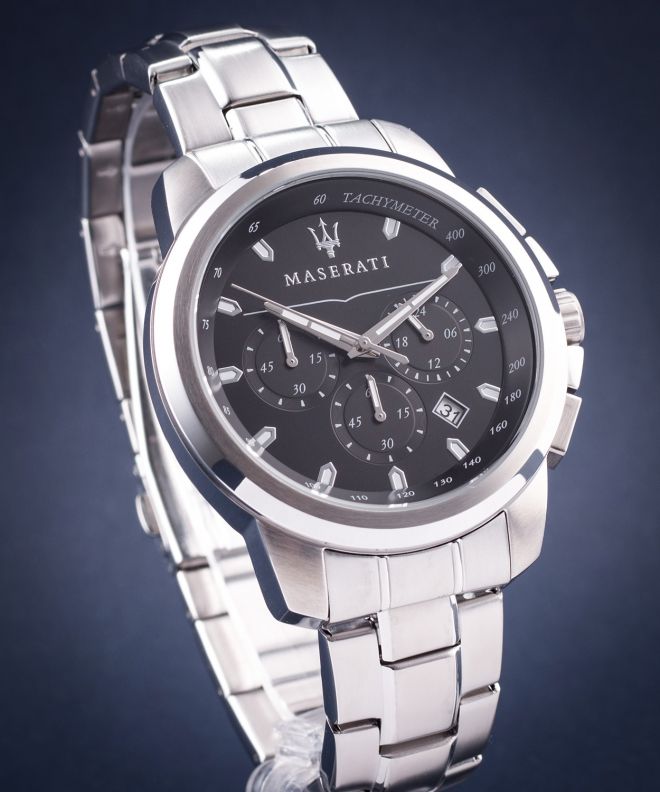 Maserati Successo Chronograph Black Dial Silver Steel Strap Watch For Men - R8873621001 Buy Now By Maserati