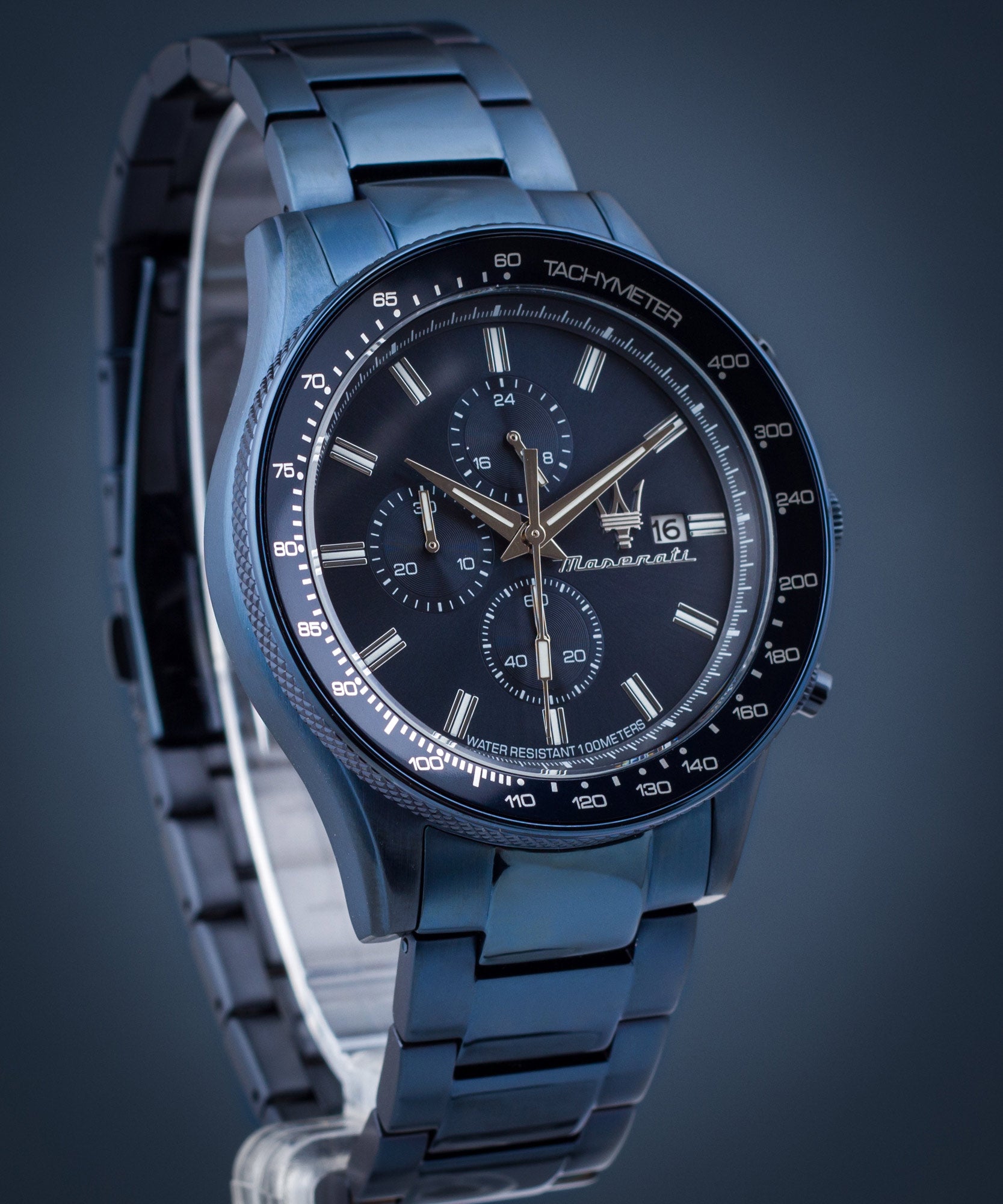 Maserati SFIDA Chronograph Blue Dial Blue Steel Strap Watch For Men - R8873640023