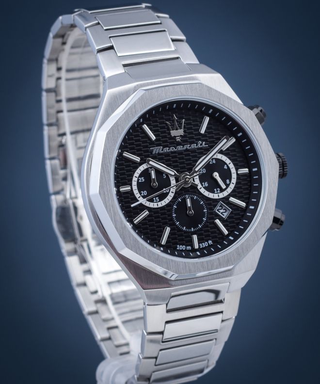 Maserati Stile Chronograph Black Dial Silver Steel Strap Watch For Men - R8873642004 Buy Now By Maserati