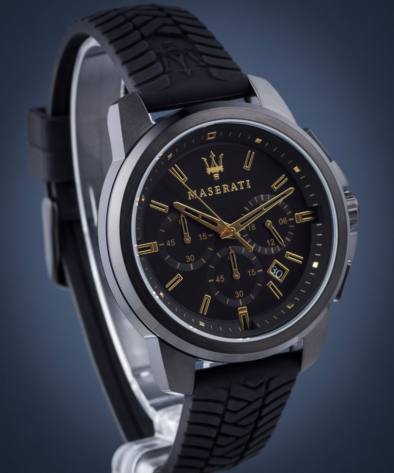 Maserati Successo Black Dial Black Rubber Strap Watch For Men - R8871621011 Buy Now By Maserati