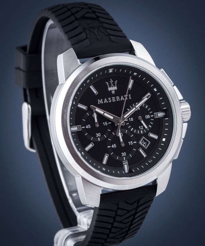Maserati Successo Chronoraph Black Dial Black Silicon Strap Watch For Men - R8871621014 Buy Now By Maserati