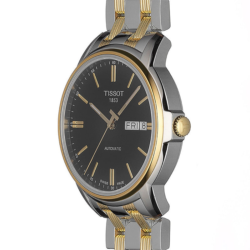 Tissot Automatics III Day Date Black Dial Two Tone Steel Strap Watch For Men - T065.430.22.051.00 Buy Now By Tissot