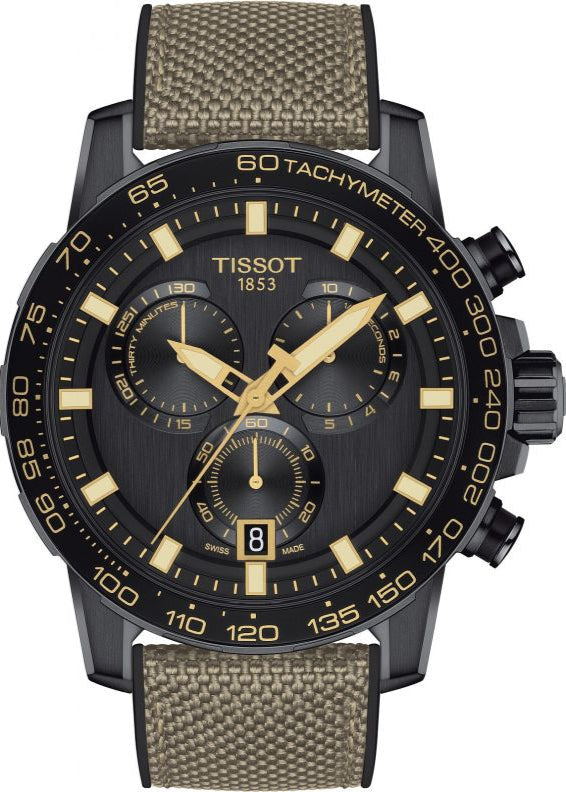 Tissot Supersport Chrono Black Dial Beige Nylon Strap Watch For Men - T125.617.37.051.01 Buy Now By Tissot