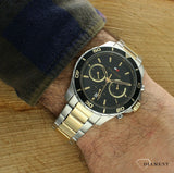 Tommy Hilfiger Jordon Chronograph Black Dial Two Tone Steel Strap Watch For Men - 1792095 Buy Now By Tommy Hilfiger