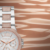 Shop Michael Kors Camille Multifunction White Dial Two Tone Steel Strap Watch For Women - MK6846 in USA