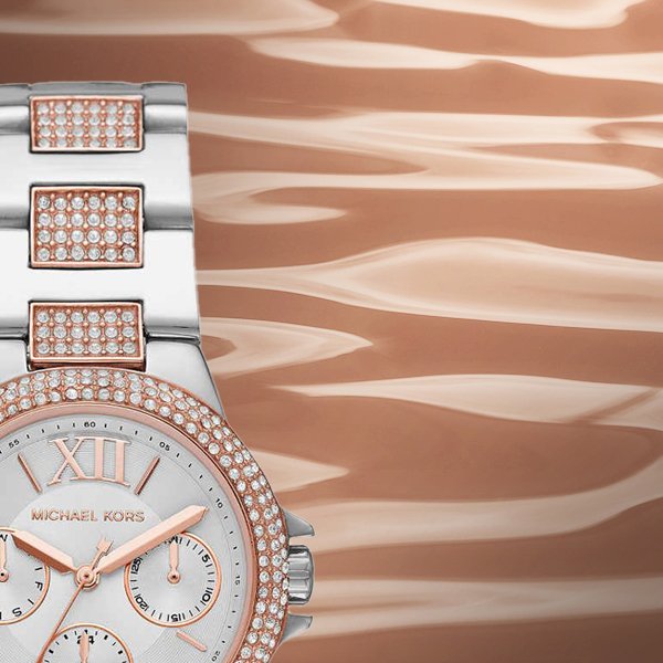 Shop Michael Kors Camille Multifunction White Dial Two Tone Steel Strap Watch For Women - MK6846 in USA