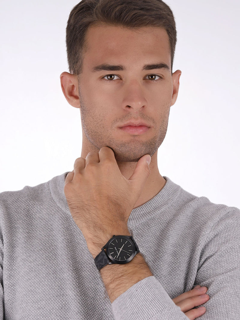 Michael Kors Slim Runway Black Dial Black Leather Strap Watch For Men - MK8908 Buy Now By Michael Kors