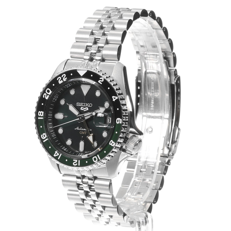 Shop Seiko 5 Sports SKX GMT Automatic Green Dial Silver Steel Strap Watch For Men - SSK035K1 in USA
