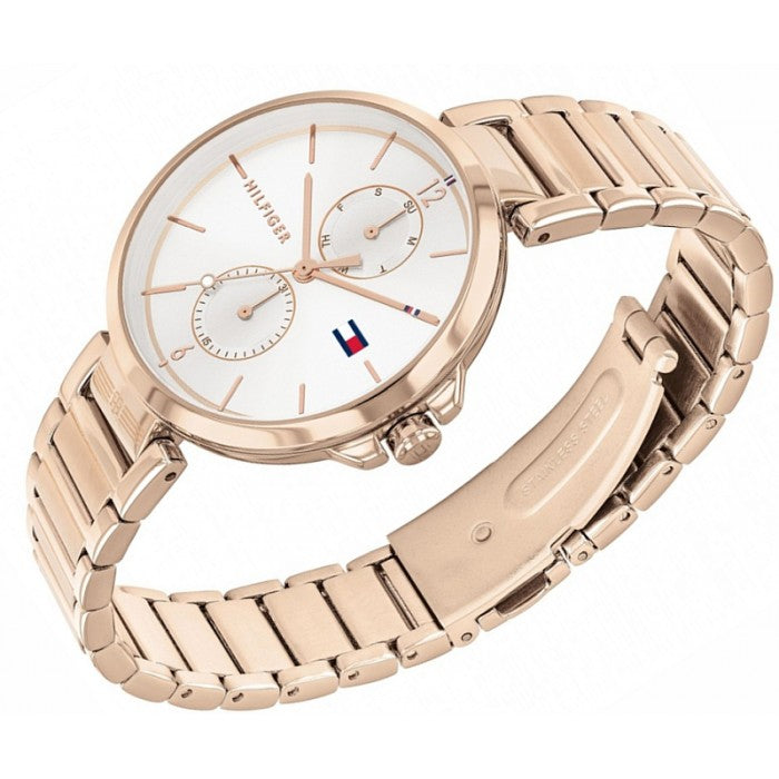 Shop Tommy Hilfiger Angela Quartz White Dial Rose Gold Steel Strap Watch for Women - 1782124 in USA