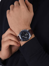Tommy Hilfiger Parker Chronograph Blue Dial Brown Leather Strap Watch For Men - 1791837 Buy Now By Tommy Hilfiger