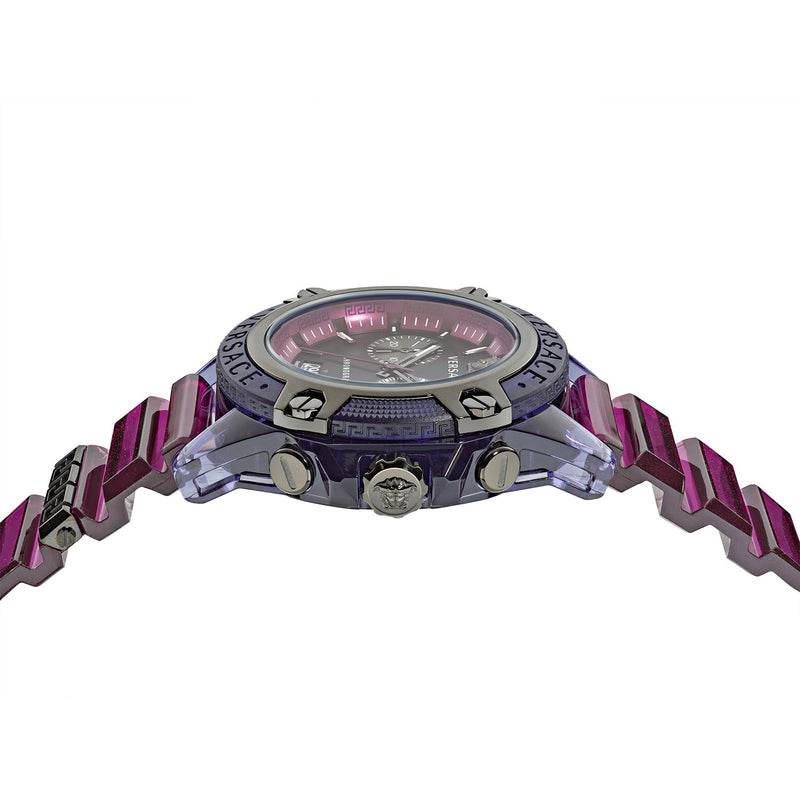 Shop Versace Icon Active Chronograph Black Dial Purple Rubber Strap Watch For Men - VEZ701423 in USA