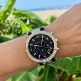 Michael Kors Parker Chronograph Black Dial Black Leather Strap Watch For Women - MK6984 Buy Now By Michael Kors
