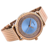 Shop Guess Willow Crystal Blue Dial Rose Gold Mesh Bracelet Watch For Women - W0836L1 in USA