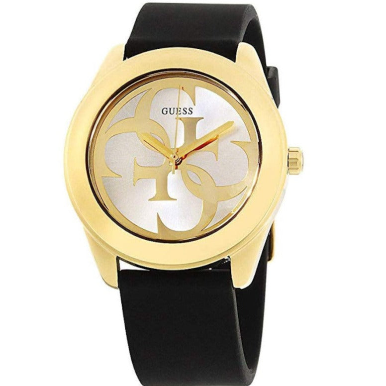 Guess G Twist Gold Dial Black Leather Strap Watch for Women - W0911L3 Buy Now By Guess