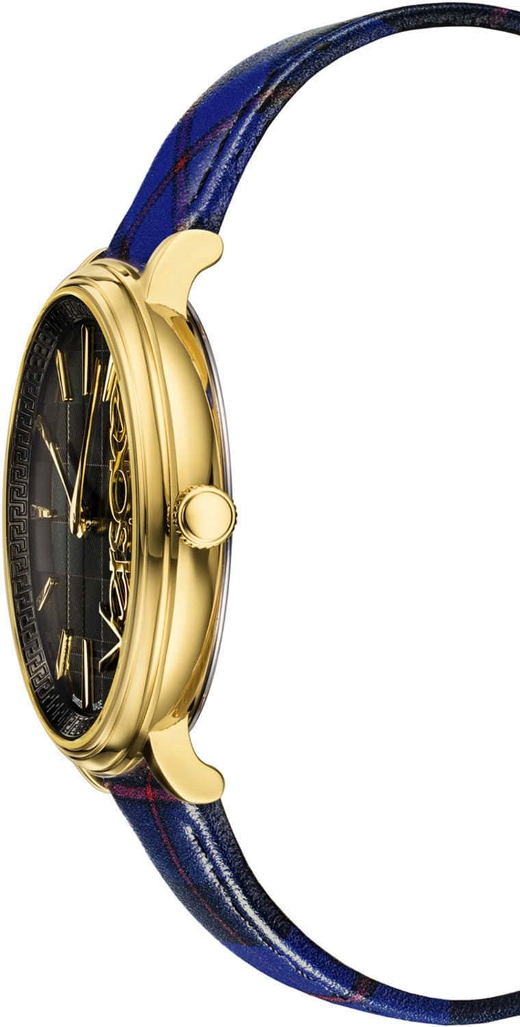 Versace V-Circle Black Dial Blue Leather Strap Watch for Women - VE8100218 Buy Now By Versace