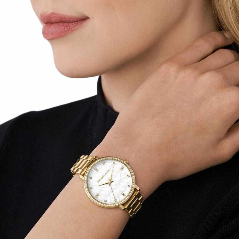 Michael Kors Pyper Three Hand White Dial Gold Steel Strap Watch For Women - MK4666 Buy Now By Michael Kors