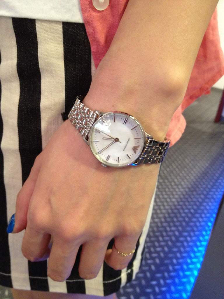Emporio Armani Classic Quartz Mother of Pearl Dial Silver Steel Strap Watch For Women - AR1602 Buy Now By Emporio Armani