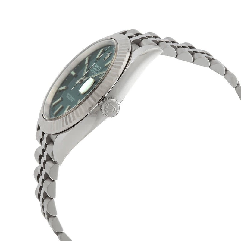 Shop Rolex Datejust 41 Oyster Mint Green Dial Oyster Steel & White Gold Strap Watch for Men - M126334-0028 in USA