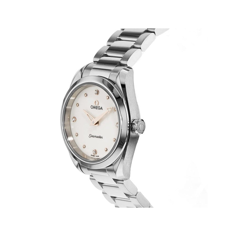 Shop Omega Seamaster Aqua Terra Quartz Diamond Silver Dial Silver Steel Strap Watch for Women - 220.10.28.60.54.001 in USA