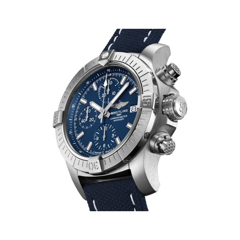 Shop Breitling Avenger Chronograph 43 Blue Dial Blue Nylon Strap Watch for Men - A13385101C1X1 in USA